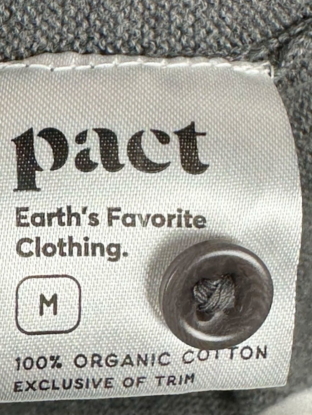 Pact 100% Organic Cotton Gray Button Front V Neck Soft Cardigan Sweater Medium - Picture 4 of 6